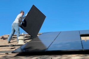 Solar panels being fitted