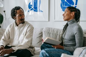 A couple reviewing their finances